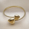 Oro Laminado Individual Bangle, Gold Filled Style Heart Design, with White Cubic Zirconia, Polished, Golden Finish, 07.421.0002