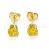Oro Laminado Stud Earring, Gold Filled Style with Yellow Cubic Zirconia, Polished, Golden Finish, 5.128.046.1
