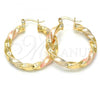 Oro Laminado Medium Hoop, Gold Filled Style and Hollow Polished, Tricolor, 02.170.0024.1.30