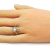 Oro Laminado Multi Stone Ring, Gold Filled Style Teddy Bear Design, with White Cubic Zirconia, Polished, Golden Finish, 01.310.0043