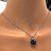 Rhodium Plated Pendant Necklace, Bow Design, with Amethyst Swarovski Crystals and White Micro Pave, Polished, Rhodium Finish, 04.239.0016.2.16