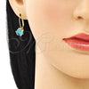 Oro Laminado Leverback Earring, Gold Filled Style with Blue Topaz Cubic Zirconia, Polished, Golden Finish, 5.128.074