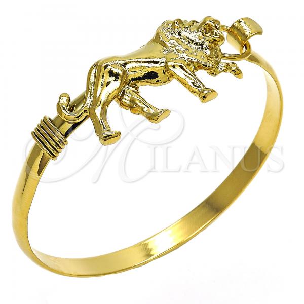 Oro Laminado Individual Bangle, Gold Filled Style Lion Design, Polished, Golden Finish, 07.185.0004.1.04 (05 MM Thickness, Size 4 - 2.25 Diameter)