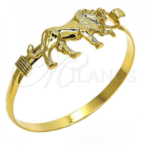 Oro Laminado Individual Bangle, Gold Filled Style Lion Design, Polished, Golden Finish, 07.185.0004.1.04 (05 MM Thickness, Size 4 - 2.25 Diameter)
