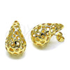 Oro Laminado Stud Earring, Gold Filled Style Teardrop and Heart Design, Polished, Golden Finish, 02.202.0016