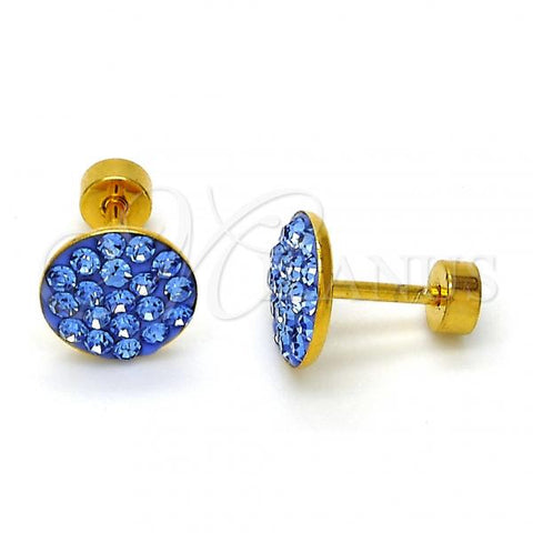 Stainless Steel Stud Earring, with Dark Tanzanite Crystal, Polished, Golden Finish, 02.271.0007.10