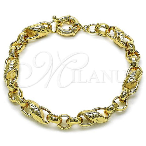 Oro Laminado Fancy Bracelet, Gold Filled Style Infinite Design, Polished, Golden Finish, 03.429.0011.08