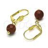 Oro Laminado Dangle Earring, Gold Filled Style Ball Design, Polished, Golden Finish, 5.123.010