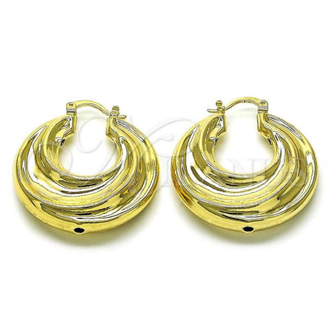Oro Laminado Medium Hoop, Gold Filled Style Hollow Design, Polished, Golden Finish, 02.196.0106.35