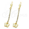 Oro Laminado Long Earring, Gold Filled Style Bird Design, with  Cubic Zirconia, Golden Finish, 5.067.014