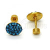 Stainless Steel Stud Earring, with Blue Topaz Crystal, Polished, Golden Finish, 02.271.0007.9