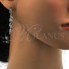 Rhodium Plated Long Earring, Leaf Design, with White Cubic Zirconia, Polished, Rhodium Finish, 02.217.0014.2