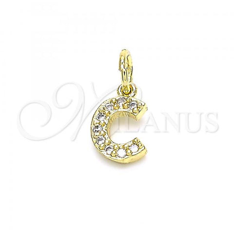Oro Laminado Fancy Pendant, Gold Filled Style Initials Design, with White Cubic Zirconia, Polished, Golden Finish, 05.341.0023