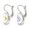 Rhodium Plated Leverback Earring, Teardrop Design, with Aurore Boreale Swarovski Crystals, Polished, Rhodium Finish, 02.239.0014.11