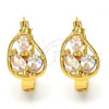 Oro Laminado Small Hoop, Gold Filled Style Teardrop Design, with White Cubic Zirconia, Polished, Golden Finish, 02.196.0068.15