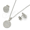 Sterling Silver Earring and Pendant Adult Set, with White Micro Pave, Rhodium Finish, 10.174.0008