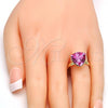 Oro Laminado Multi Stone Ring, Gold Filled Style with Rose Swarovski Crystals, Polished, Golden Finish, 01.239.0005.8 (One size fits all)