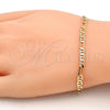 Oro Laminado Basic Bracelet, Gold Filled Style Figaro Design, Diamond Cutting Finish, Golden Finish, 5.222.031.07