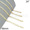 Oro Laminado Basic Necklace, Gold Filled Style Pave Mariner Design, Matte Finish, Golden Finish, 04.63.1365.24