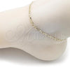 Oro Laminado Basic Anklet, Gold Filled Style Figaro Design, Diamond Cutting Finish, Golden Finish, 03.213.0303.09