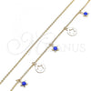 Oro Laminado Charm Anklet , Gold Filled Style Star Design, Blue Enamel Finish, Golden Finish, 03.213.0125.10