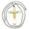 Stainless Steel Pendant Necklace, Crucifix Design, Polished, Two Tone, 04.116.0001.30