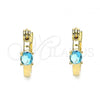 Oro Laminado Small Hoop, Gold Filled Style with Aqua Blue Cubic Zirconia, Polished, Golden Finish, 02.210.0499.4.12