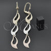 Oro Laminado Long Earring, Gold Filled Style Diamond Cutting Finish, Tricolor, 02.63.2271