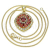 Oro Laminado Pendant Necklace, Gold Filled Style with Garnet Cubic Zirconia and White Micro Pave, Polished, Golden Finish, 04.346.0015.20
