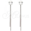 Rhodium Plated Long Earring, Flower Design, with Crystal Swarovski Crystals, Polished, Rhodium Finish, 02.239.0022