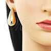 Oro Laminado Stud Earring, Gold Filled Style Hollow and Teardrop Design, Polished, Golden Finish, 02.428.0040