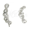 Sterling Silver Stud Earring, Infinite Design, with White Micro Pave, Polished, Rhodium Finish, 02.186.0155.1