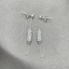 Sterling Silver Long Earring, Ball Design, with White Crystal, Polished, Silver Finish, 02.399.0045