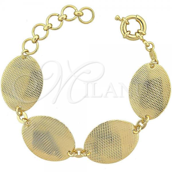 Oro Laminado Fancy Bracelet, Gold Filled Style Diamond Cutting Finish, Golden Finish, 5.032.002