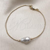 Oro Laminado Fancy Bracelet, Gold Filled Style Rat Tail Design, with Ivory Pearl, Polished, Golden Finish, 03.63.2290.08