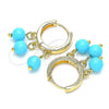 Oro Laminado Huggie Hoop, Gold Filled Style with Turquoise Pearl, Polished, Golden Finish, 02.63.2732.1.15