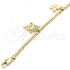 Oro Laminado Charm Bracelet, Gold Filled Style Butterfly Design, Polished, Golden Finish, 03.179.0062.07