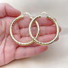 Oro Laminado Large Hoop, Gold Filled Style Hollow Design, Diamond Cutting Finish, Golden Finish, 02.213.0310.50
