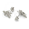 Sterling Silver Stud Earring, Butterfly Design, with White Micro Pave, Polished, Rhodium Finish, 02.175.0059