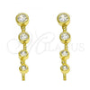 Sterling Silver Stud Earring, with White Cubic Zirconia, Polished, Golden Finish, 02.186.0157