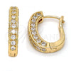 Oro Laminado Huggie Hoop, Gold Filled Style with White Cubic Zirconia, Polished, Golden Finish, 02.217.0024.15
