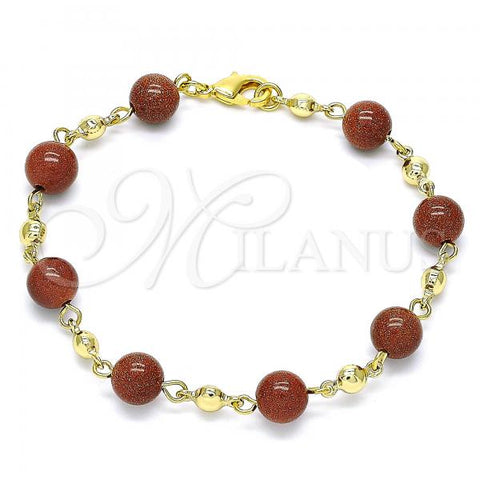 Oro Laminado Fancy Bracelet, Gold Filled Style Ball Design, Polished, Golden Finish, 03.63.2226.3.08