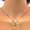 Sterling Silver Earring and Pendant Adult Set, Apple Design, with White Micro Pave, Polished, Rhodium Finish, 10.174.0259