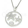 Sterling Silver Fancy Pendant, Shell Design, with White Micro Pave, Polished,, 05.398.0015