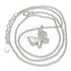 Sterling Silver Pendant Necklace, Butterfly Design, with White Cubic Zirconia, Polished, Rhodium Finish, 04.336.0002.16