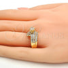 Gold Tone Multi Stone Ring, with White Cubic Zirconia, Polished, Golden Finish, 01.199.0005.07.GT (Size 7)