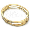 Oro Laminado Individual Bangle, Gold Filled Style with White Crystal, Polished, Golden Finish, 07.307.0003.05 (10 MM Thickness, Size 5 - 2.50 Diameter)