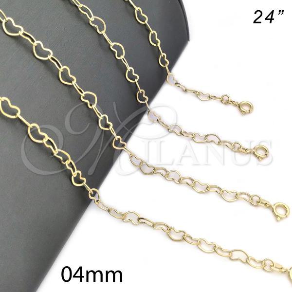 Oro Laminado Basic Necklace, Gold Filled Style Heart Design, Polished, Golden Finish, 03.02.0075.24