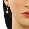 Oro Laminado Leverback Earring, Gold Filled Style with White Crystal, Polished, Golden Finish, 02.122.0112.5