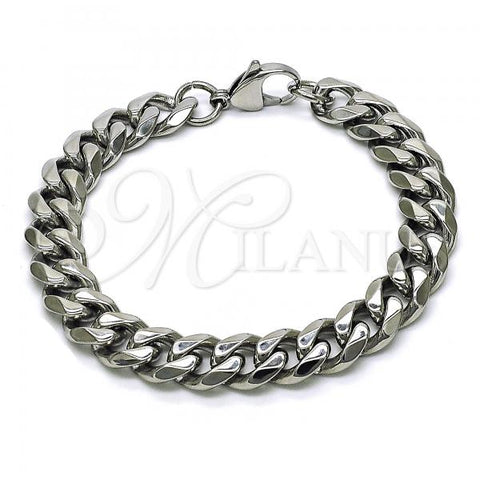 Stainless Steel Basic Bracelet, Concave Cuban Design, Polished,, 03.278.0021.08